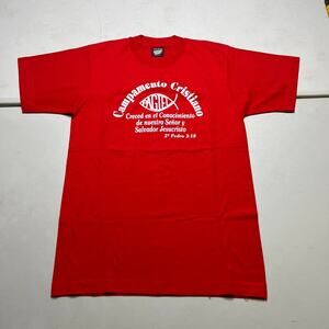 Vintage 90’s Single Stitch Red Campamento Cristiano Graphic T-Shirt - Medium